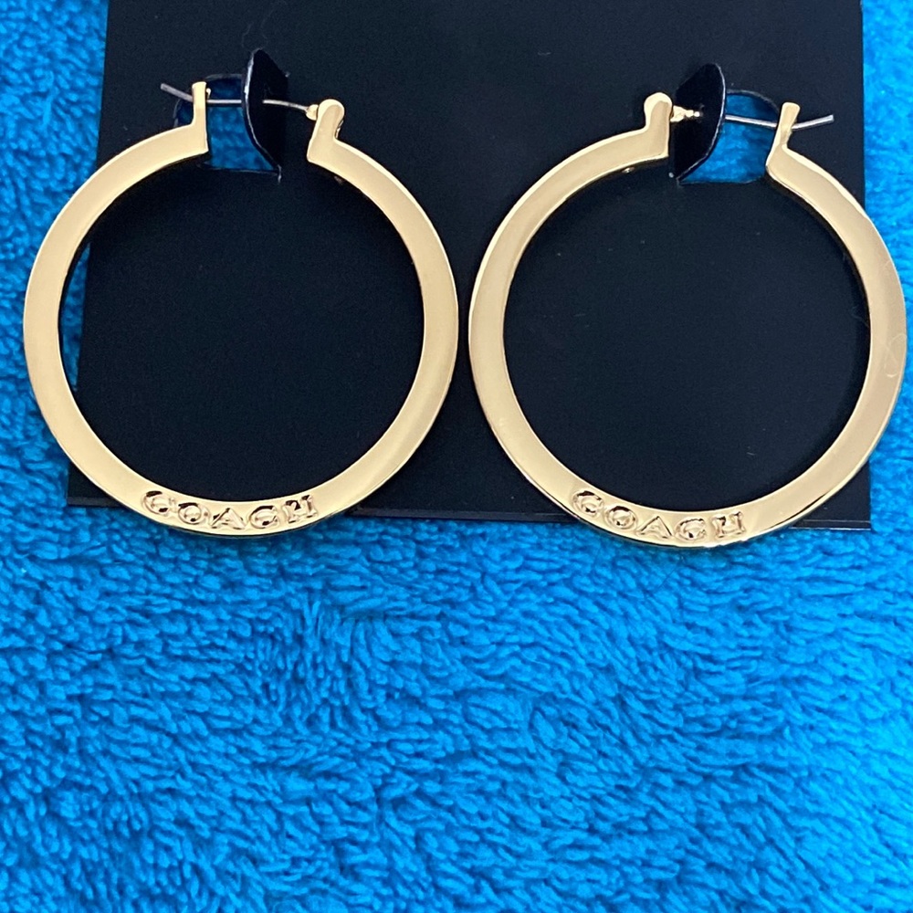 NWOT Coach Hoop Earrings - Picture 2 of 2